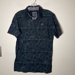Fox Polo Shirt Black white pattern Men’s S